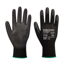 Portwest Unisex Adult A123 PU Palm Grip Gloves - M, Black