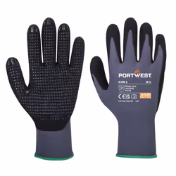 Portwest Unisex Adult A351 DermiFlex Plus Grip Gloves - S, Grey/Black