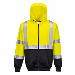 Portwest Mens Contrast Hi-Vis Full Zip Hoodie - XL, Yellow/Black