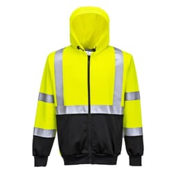 Portwest Mens Contrast Hi-Vis Full Zip Hoodie - XL, Yellow/Black