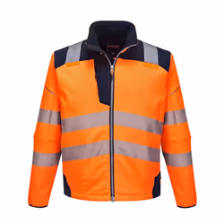 Portwest Mens PW3 Hi-Vis Safety Soft Shell Jacket - M, Orange/Navy