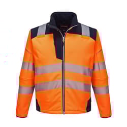 Portwest Mens PW3 Hi-Vis Safety Soft Shell Jacket - M, Orange/Navy
