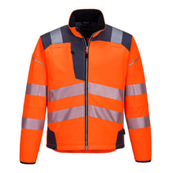 Portwest Mens PW3 Hi-Vis Safety Soft Shell Jacket - XL, Orange/Grey