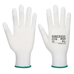 Portwest Unisex Adult A121 PU Fingertip Grip Gloves - XS, White