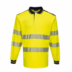 Portwest Mens PW3 Hi-Vis Comfort Long-Sleeved Polo Shirt - M, Yellow/Black