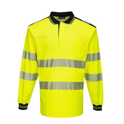 Portwest Mens PW3 Hi-Vis Comfort Long-Sleeved Polo Shirt - M, Yellow/Black