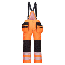 Portwest Mens PW3 Hi-Vis Work Trousers - S, Orange/Black
