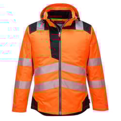 Portwest Mens PW3 Hi-Vis Winter Jacket - XS, Orange/Black