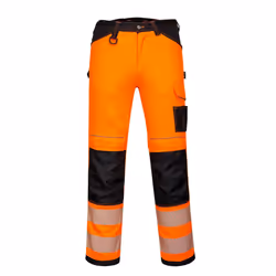 Portwest Mens PW3 High-Vis Work Trousers - 28S, Orange/Black