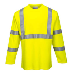 Portwest Mens Hi-Vis Flame Resistant Long-Sleeved T-Shirt - 3XL, Yellow