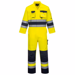Portwest Mens Nantes Contrast Hi-Vis Overalls - S R, Yellow/Navy