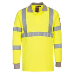 Portwest Mens Hi-Vis Flame Resistant Anti-Static Long-Sleeved Polo Shirt - 3XL, Yellow