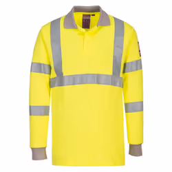 Portwest Mens Hi-Vis Flame Resistant Anti-Static Long-Sleeved Polo Shirt - XL, Yellow