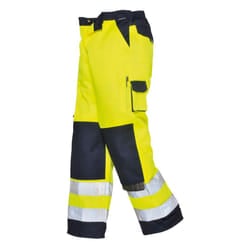 Portwest Mens Lyon Contrast Hi-Vis Work Trousers - XXL R, Yellow/Navy