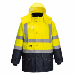 Portwest Mens Hi-Vis 7 in 1 Traffic Jacket - L, Yellow/Navy