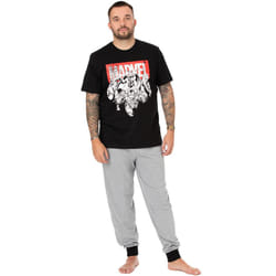 Marvel Mens Superhero Pyjama Set - XL, Black/Grey