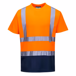 Portwest Mens Contrast High-Vis Short-Sleeved T-Shirt - M, Orange/Navy