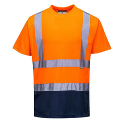Portwest Mens Contrast High-Vis Short-Sleeved T-Shirt - XXL, Orange/Navy