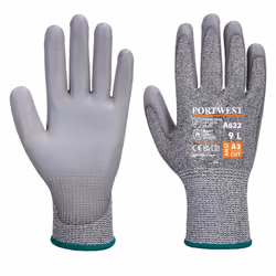 Portwest Unisex Adult A622 MR PU Palm Cut Resistant Gloves - XS, Grey
