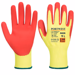 Portwest Unisex Adult A626 Vis Tex HR Cut Resistant Gloves - S, Yellow/Red