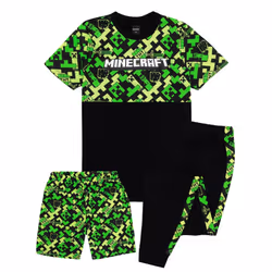 Minecraft Childrens/Kids Creeper Short Pyjama Set - 11-12 Years, Black/Green