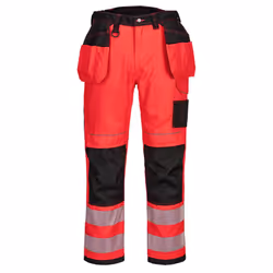Portwest Mens T501 Hi-Vis Work Trousers - 38R, Red/Black