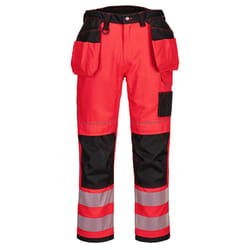 Portwest Mens T501 Hi-Vis Work Trousers - 38R, Red/Black