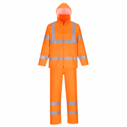 Portwest Mens Hi-Vis Rain Suit - M, Orange