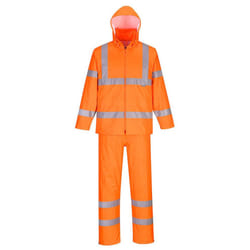 Portwest Mens Hi-Vis Rain Suit - M, Orange