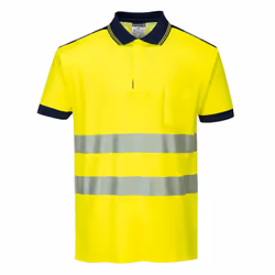 Portwest Mens PW3 Hi-Vis Comfort Polo Shirt - M, Yellow/Navy