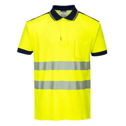 Portwest Mens PW3 Hi-Vis Comfort Polo Shirt - M, Yellow/Navy