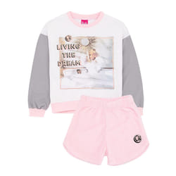 Barbie Girls Living The Dream Fleece Pyjama Set - 5-6 Years, White/Grey/Pink