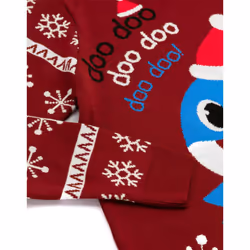 Baby Shark Mens Daddy Shark Knitted Christmas Jumper - XXL, Maroon