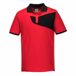 Portwest Mens Cotton Active Polo Shirt - S, Red/Black