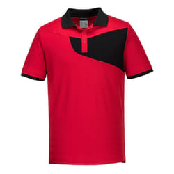 Portwest Mens Cotton Active Polo Shirt - S, Red/Black