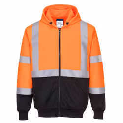 Portwest Mens Two Tone Hi-Vis Safety Full Zip Hoodie - XL, Orange/Black