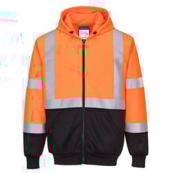 Portwest Mens Two Tone Hi-Vis Safety Full Zip Hoodie - XL, Orange/Black