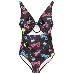 Barbie Womens/Ladies Palm Tree Logo One Piece Swimsuit - M, Black
