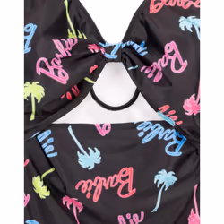 Barbie Womens/Ladies Palm Tree Logo One Piece Swimsuit - M, Black