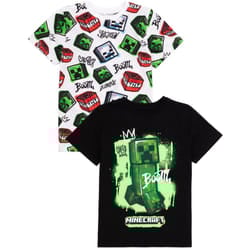 Minecraft Childrens/Kids Creeper T-Shirt (Pack of 2) - 9-10 Years, White/Black