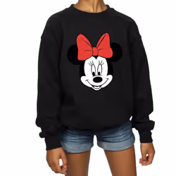 Disney Girls Minnie Mouse Head Sweatshirt - 7-8 Years, Black