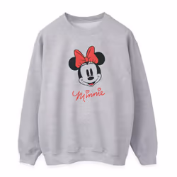 Disney Womens/Ladies Minnie Mouse Face Heather Sweatshirt - XXL, Heather Grey