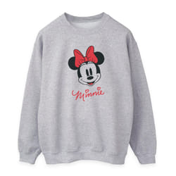 Disney Womens/Ladies Minnie Mouse Face Heather Sweatshirt - XXL, Heather Grey