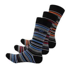 Duke Mens Roxton D555 Striped Cotton Kingsize Ankle Socks (Pack of 3) - 11 UK-13 UK, Red/Orange/Blue