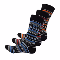 Duke Mens Roxton D555 Striped Cotton Kingsize Ankle Socks (Pack of 3) - 14 UK-16 UK, Red/Orange/Blue