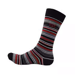 Duke Mens Roxton D555 Striped Cotton Kingsize Ankle Socks (Pack of 3) - 14 UK-16 UK, Red/Orange/Blue