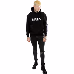 NASA Mens Modern Logo Hoodie - S, Black