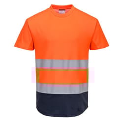 Portwest Mens Contrast Hi-Vis Safety T-Shirt - S, Orange/Navy
