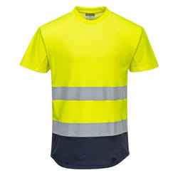 Portwest Mens Contrast Hi-Vis T-Shirt - L, Yellow/Navy