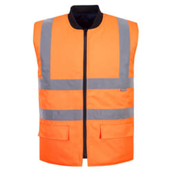 Portwest Mens Reversible Hi-Vis Safety Body Warmer - L, Orange